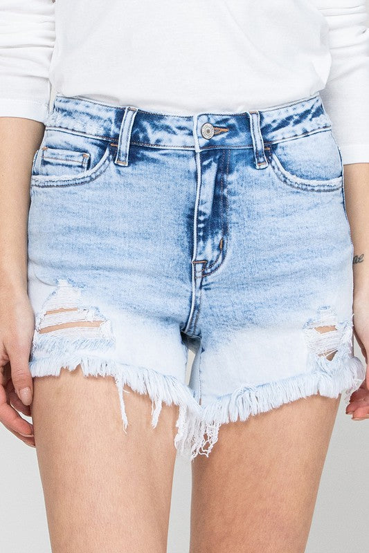 HIGH RISE DEEP DYE BLEACH SHORTS (MOONDUST) - BEYOUtify Boutique