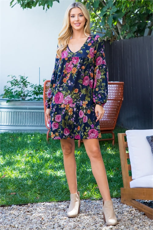 Lucky In Love Floral Long Sleeve Dress - BEYOUtify Boutique