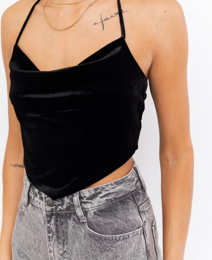 Ultimate Babe Velvet Crop Top (Black) - BEYOUtify Boutique
