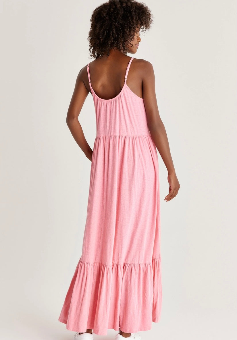 Lido Slub Maxi Dress (Flamingo) - BEYOUtify Boutique
