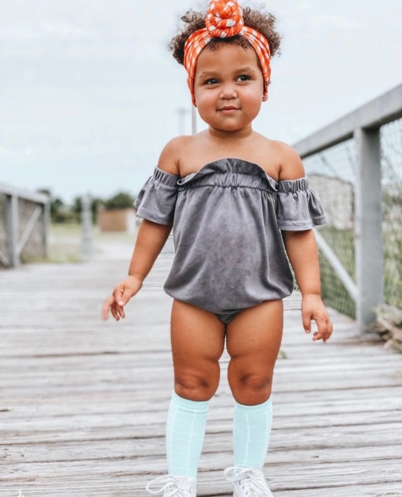 Kalya Off Shoulder Onesie (Slate Gray) - BEYOUtify Boutique