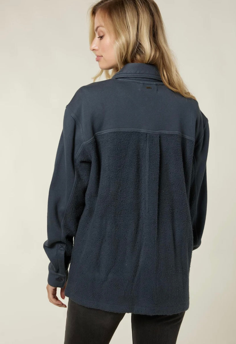 Greatness With Time Fleece Shacket (Slate) - BEYOUtify Boutique