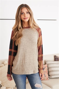 Follow The Seasons Tan Plaid Top - BEYOUtify Boutique