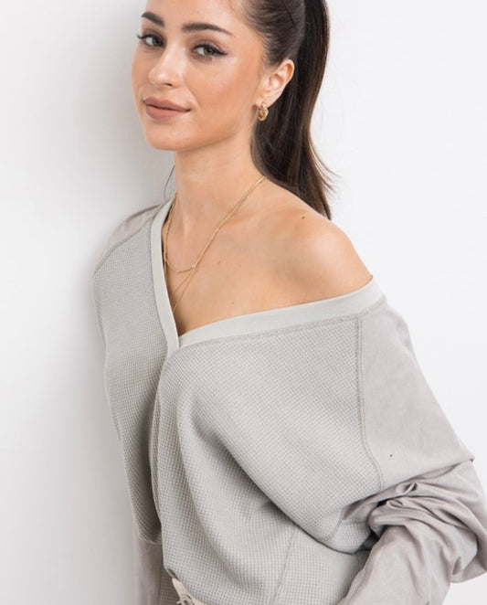 Greg Waffle Contrast Top - BEYOUtify Boutique