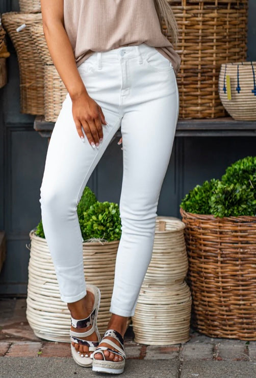 KanCan Ankle Skinny Jeans (White) - BEYOUtify Boutique