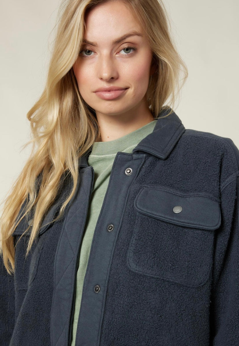 Greatness With Time Fleece Shacket (Slate) - BEYOUtify Boutique