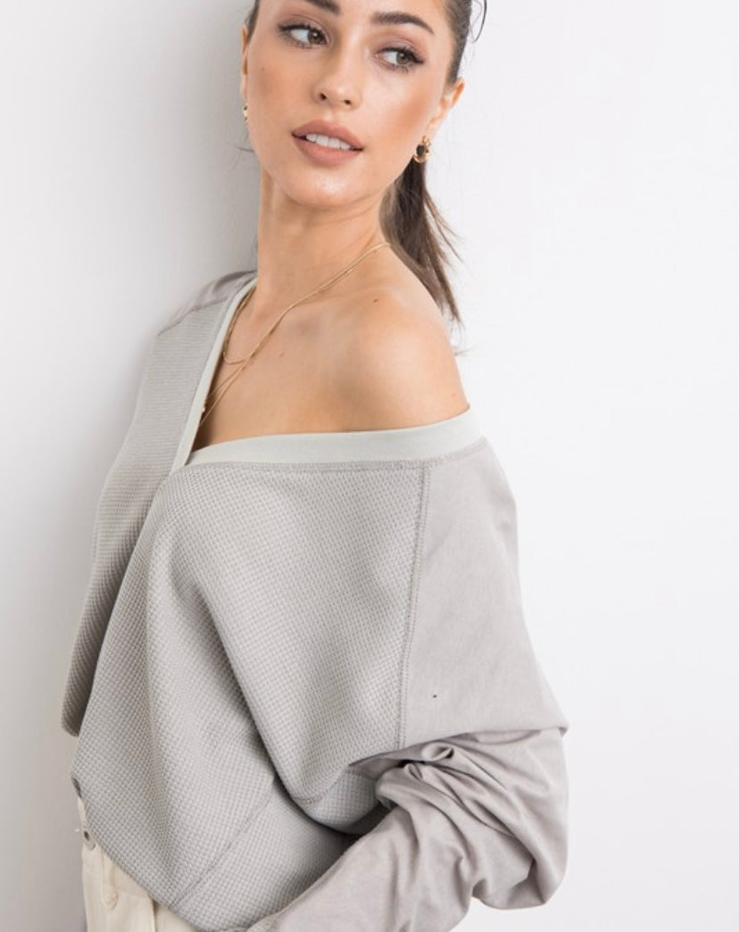 Greg Waffle Contrast Top - BEYOUtify Boutique