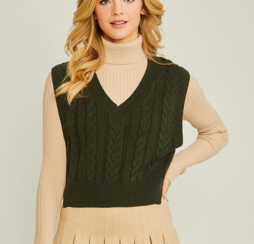 Be On Trend Sweater Vest (Hunter Green)