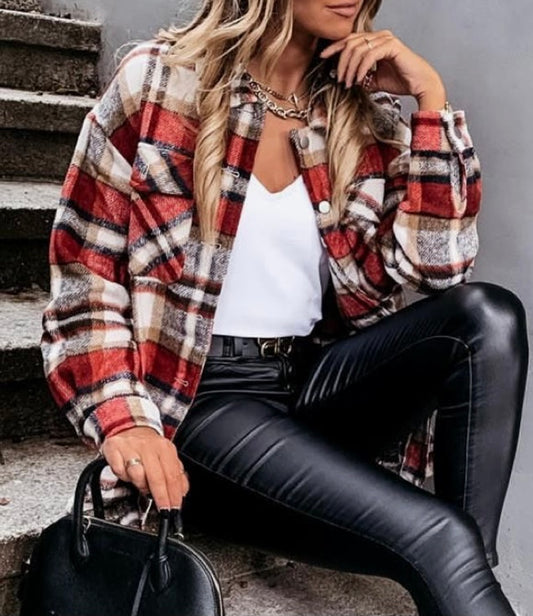 All I Ever Wanted Plaid Shacket (Red) - BEYOUtify Boutique 