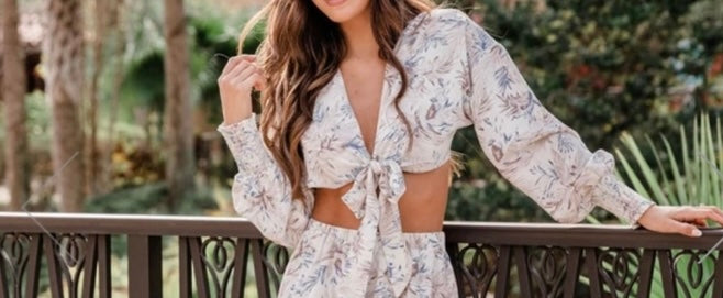 Blue Leaf Crop Top & Cover - BEYOUtify Boutique