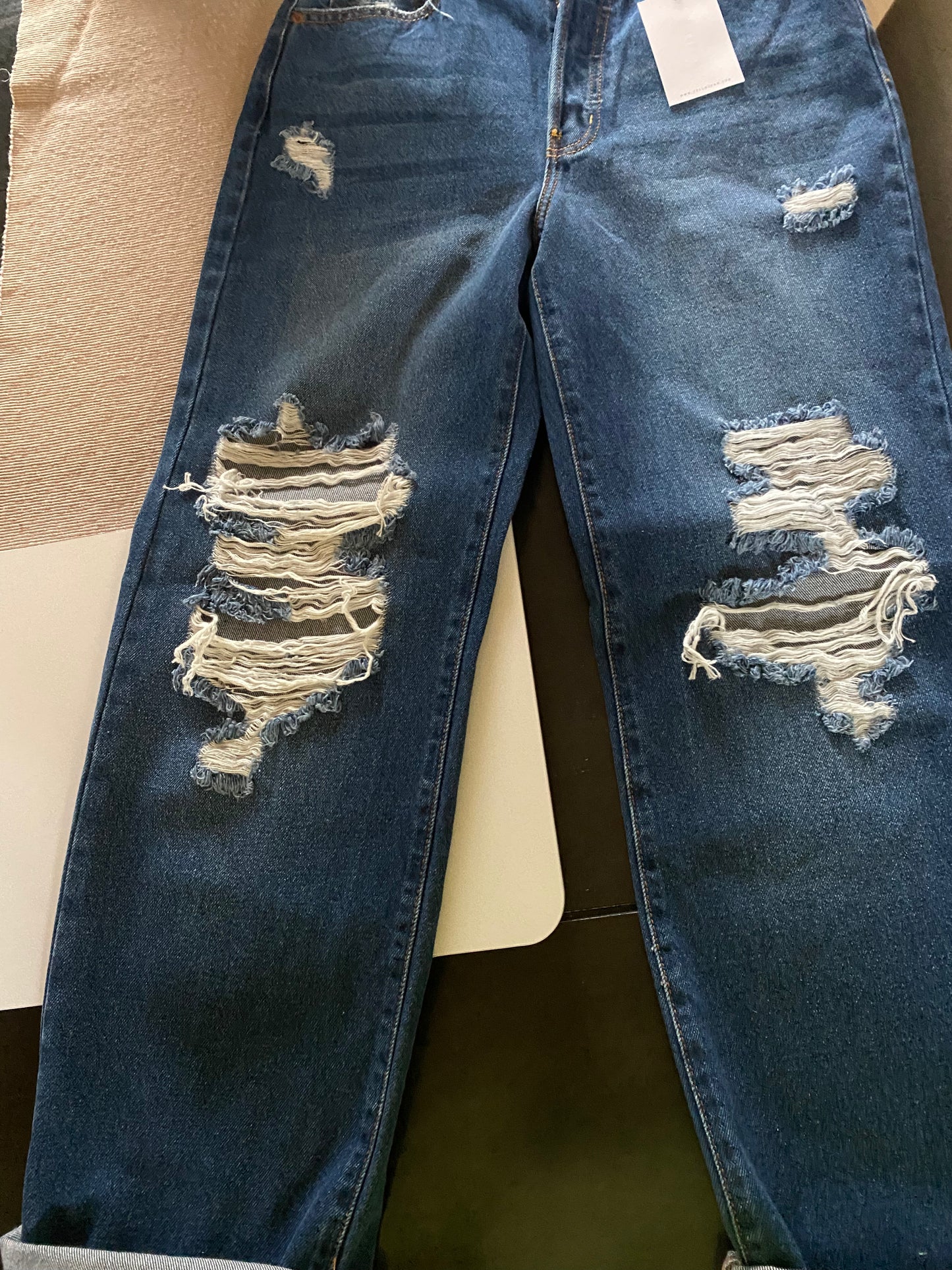 Cello High Rise Distressed Mom Jeans - BEYOUtify Boutique