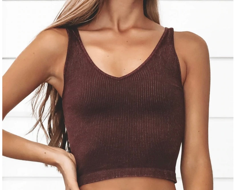Just Chill Ribbed Crop Top (Plum) - BEYOUtify Boutique