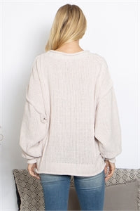 Puff Sleeve Ivory Sweater - BEYOUtify Boutique