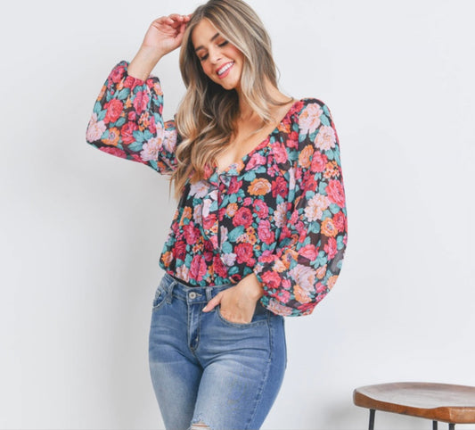 Growing On You Floral Bodysuit (Multi) - BEYOUtify Boutique 