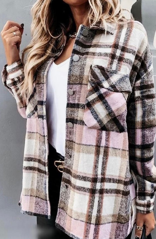 All I Ever Wanted Plaid Shacket (Pink) - BEYOUtify Boutique