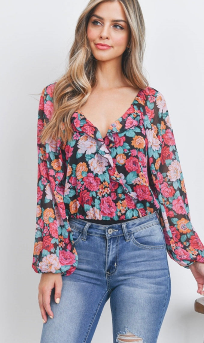 Growing On You Floral Bodysuit (Multi) - BEYOUtify Boutique