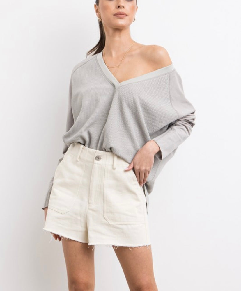 Greg Waffle Contrast Top - BEYOUtify Boutique
