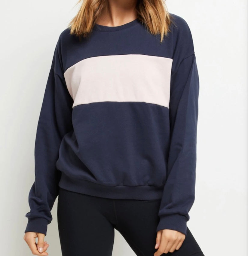 Heidi Block Pullover (Navy) - BEYOUtify Boutique