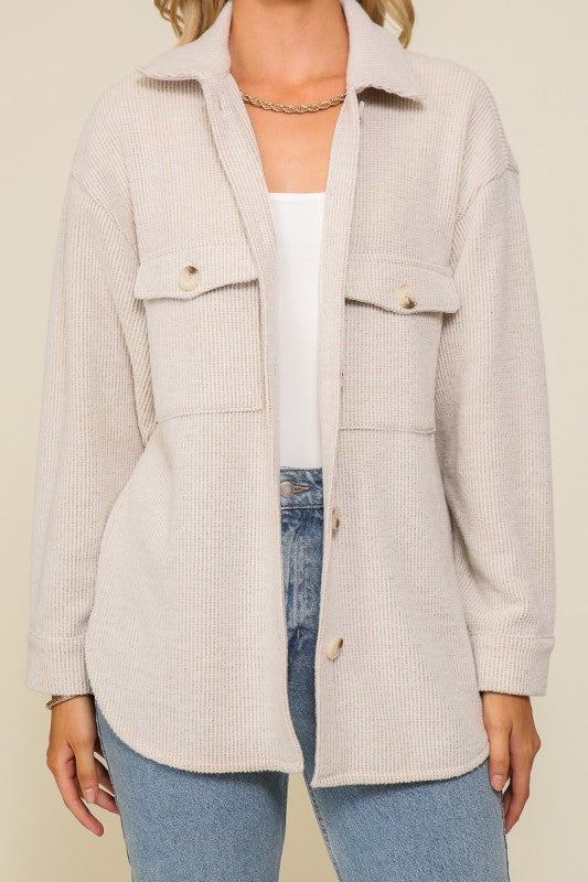 Be Cozy Brushed Waffle Shacket
