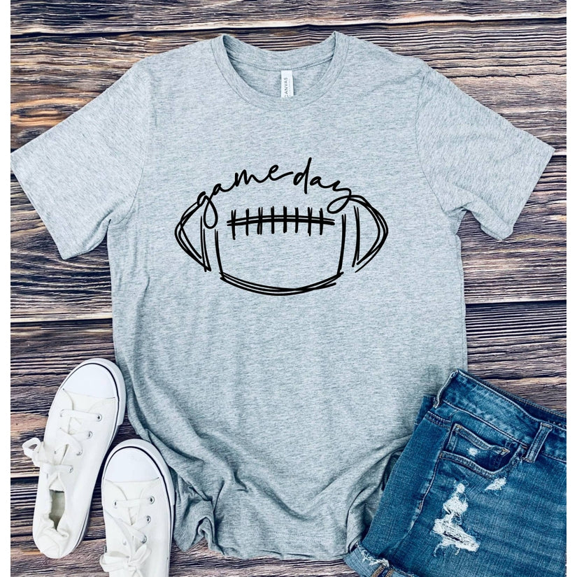 Game Day Football Tee(Grey) - BEYOUtify Boutique 