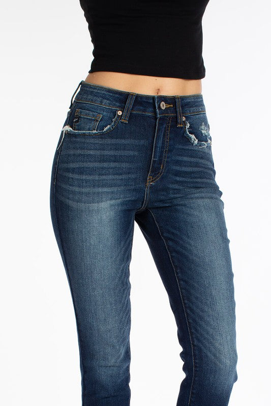 HIGH RISE-ANKLE SKINNY JEANS (BLUE) - BEYOUtify Boutique 
