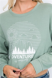 Lets Take an Adventure Sweatshirt(Olive) - BEYOUtify Boutique 
