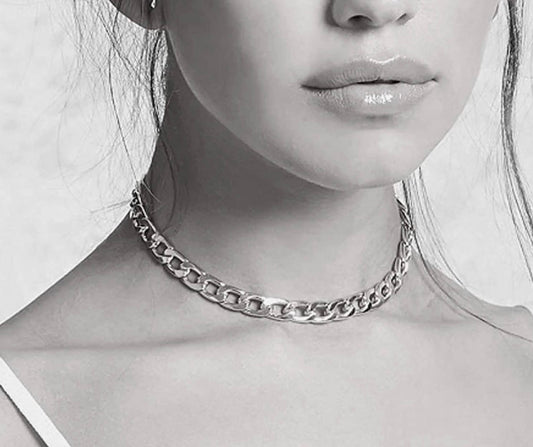 Trendy Chain Choker Necklace (Silver) - BEYOUtify Boutique 