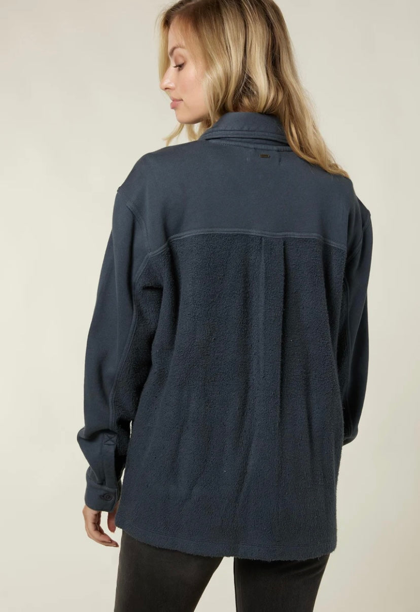 Greatness With Time Fleece Shacket (Slate) - BEYOUtify Boutique 