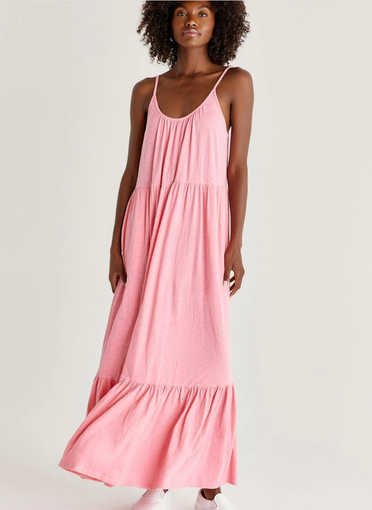 Lido Slub Maxi Dress (Flamingo) - BEYOUtify Boutique 