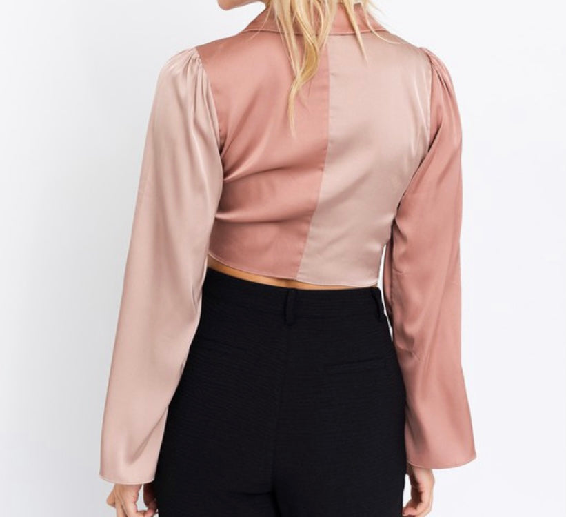 Love Interest Satin Long Sleeve (Pink) - BEYOUtify Boutique 