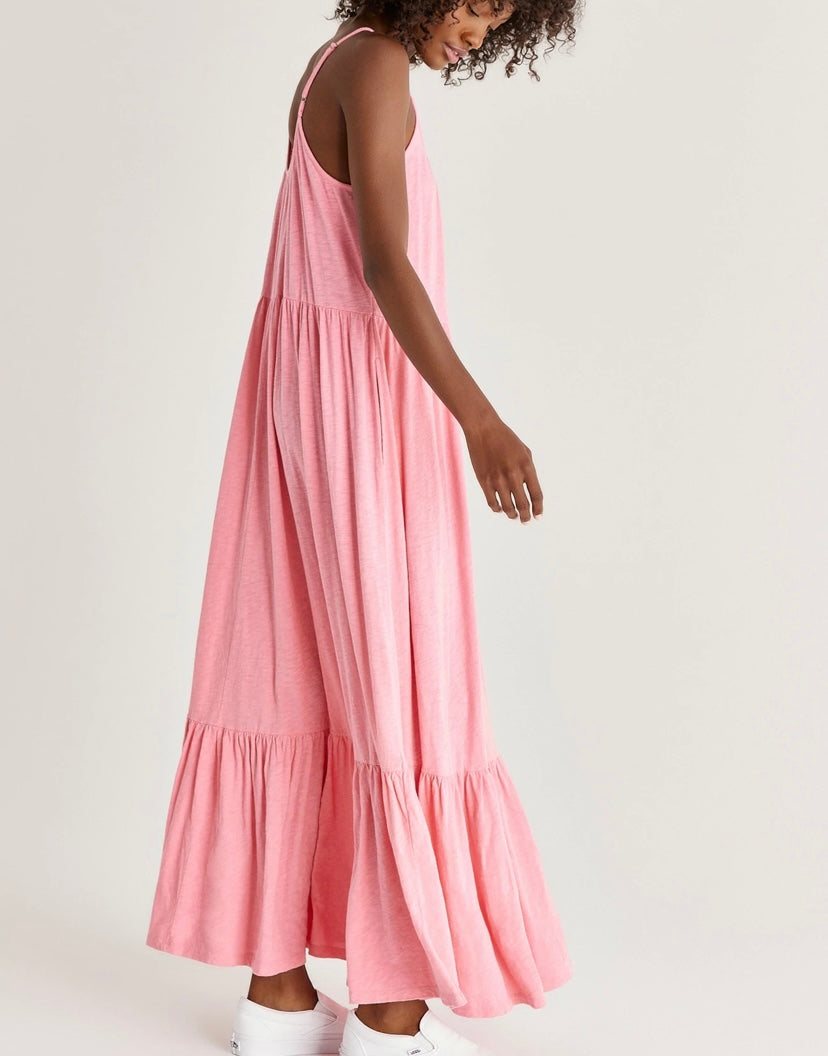 Lido Slub Maxi Dress (Flamingo) - BEYOUtify Boutique 
