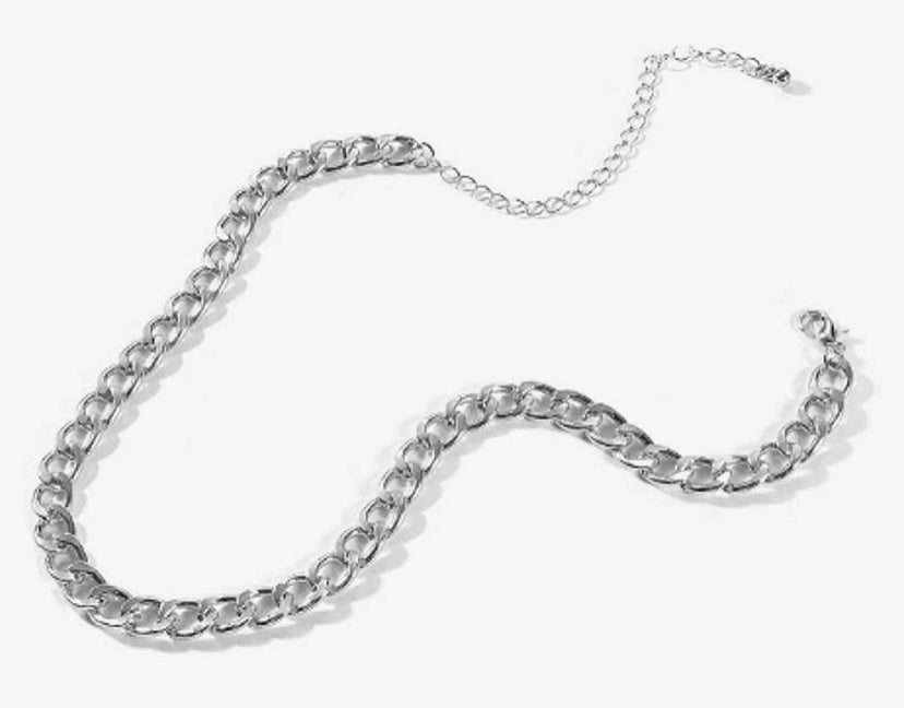 Trendy Chain Choker Necklace (Silver) - BEYOUtify Boutique 
