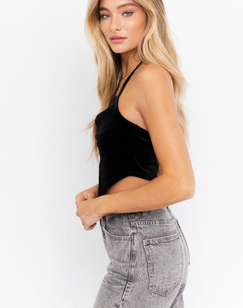 Ultimate Babe Velvet Crop Top (Black) - BEYOUtify Boutique 