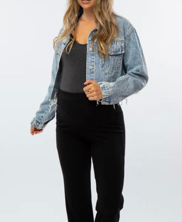 Off The Edge Distressed Denim Jacket - BEYOUtify Boutique 