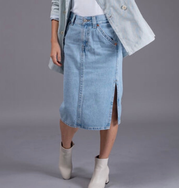 Women’s Premium Side Slit Denim Skirt - BEYOUtify Boutique 
