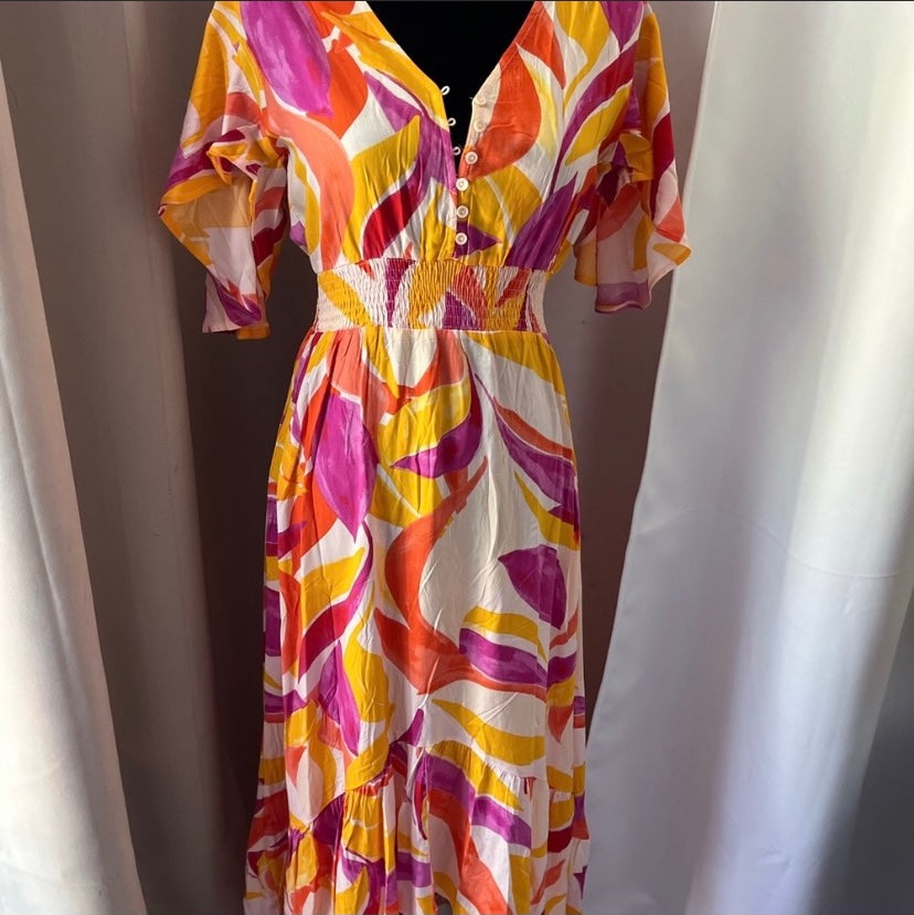 Swish Boho Maxi Dress (Pink & Orange) - BEYOUtify Boutique 