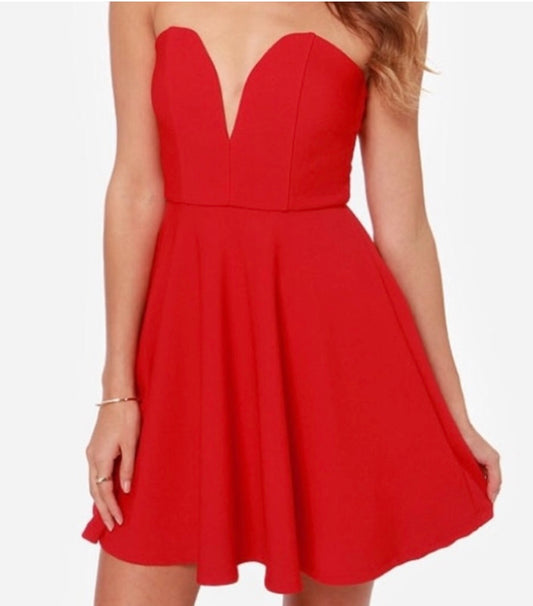 All Good Things Strapless Dress (Red) - BEYOUtify Boutique 