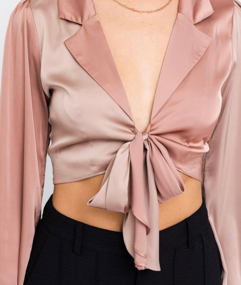 Love Interest Satin Long Sleeve (Pink) - BEYOUtify Boutique 