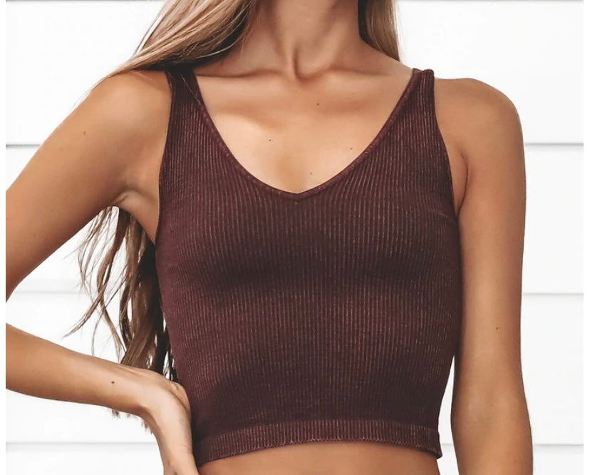 Just Chill Ribbed Crop Top (Plum) - BEYOUtify Boutique 