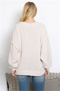 Puff Sleeve Ivory Sweater - BEYOUtify Boutique 