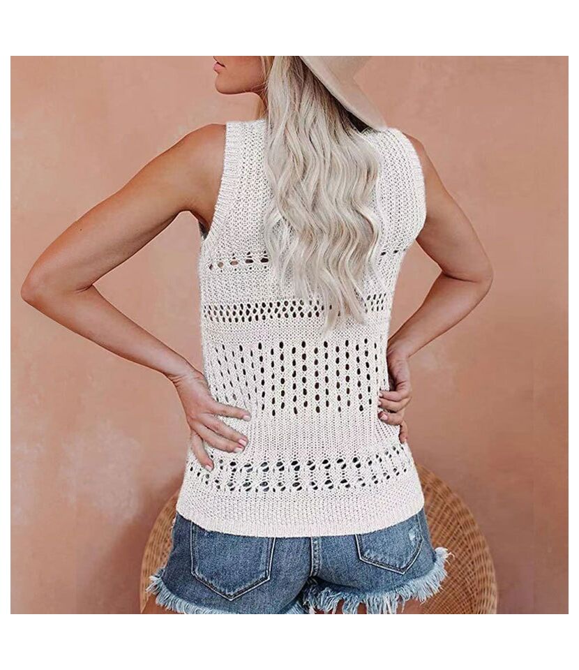 Get The Look Knit Sweater Tank Top (White) - BEYOUtify Boutique 