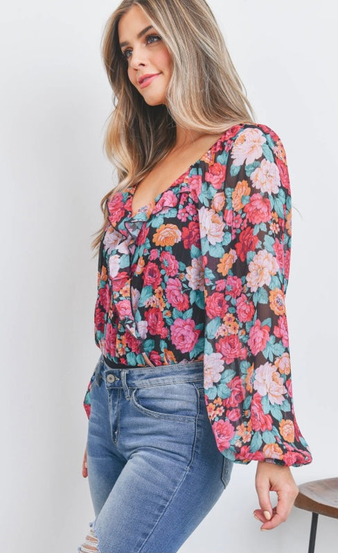 Growing On You Floral Bodysuit (Multi) - BEYOUtify Boutique 